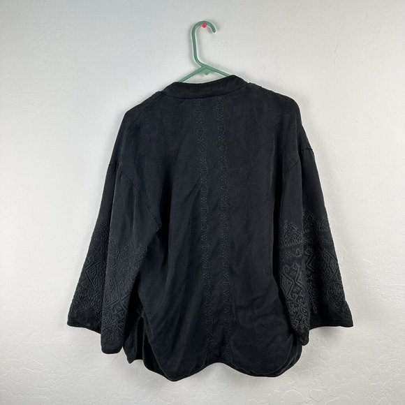 Zara Trafaluc Outerwear Open Blazer Jacket Embroidery Size Small‎ Black Wash - Picture 8 of 8